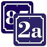 Hausnummer Schild 2mm Aluverbund, blau 10x10 cm, für Zaun, Gartentor, Tü