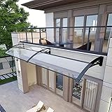 Transparente Polycarbonat-Vordach,Pultbogenvordach für Die Eingangstür,Veranda-Türvordach,UV-Beständige Überdachungen,Schwarze Halterung,für Veranda Im Freien,60-450cm (80x200cm/32'x79')