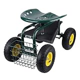 Rollsitz Werkstattwagen Bis 150kg Belastbar Gartenwagen Fahrbar Rollwagen Hocker, Tragbarer Gartenstuhl Mit Höhenverstellbarem Sitz, 360 Grad D