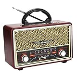 WUBAILI Tragbares Bluetooth-Retro-Radio Und -Recorder Mit Analogem AM/SW/FM-Radio-Tuning, USB-Micro-SD-AUX-Eingang TF-Karte Für Das Home O