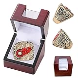 2002'Detroit Ice Hockey Championship Ring mit Holzkiste Offizielle Replica Champions Rings Rot 'Wings Fans Collection Geschenke für Herren Kinder Freunde Väter - Größe 11#