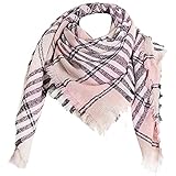 Shulltji Schal Damen Kariert Herbst Winterschal Weich Warm Strickschal Quadratisch Langer Fransen Poncho 3 Farb