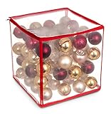 livivo® Weihnachtskugelset Aufbewahrungstasche – bis zu 64 Weihnachts Baum Dekorationen – ROT quadratisch Heavy Duty Faltbar 4 Schicht Festive Season Ballhalter Cube mit Sep