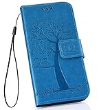 Ysimee kompatibel mit Samsung Galaxy S10 Plus Hülle PU Kunstleder mit Kartenhalter und Faltbare Handy Tasche Wallet Flip Handyhülle mit Standfunktion Brieftasche Handy Schutzhülle, Baum- B