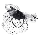 Colours & Beauty Fascinator für Damen Schwarz | Fascinator aus Netzstoff und Federn | Haarreif für Damen Elegant | C