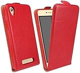 ENERGMiX Handytasche Flip Style kompatibel mit ZTE Blade A452 in Rot Klapptasche Hü
