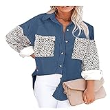 ADDZYY Damen Hemd Cordstoff Bluse Klassisches Langarmshirts Damenbluse Hemdjacke Mit Knöpfen Basic Shirt Einfarbig Hemdbluse Shirtbluse Casual Lockere Longshirt Damen Bluse Hemd Jacke Oberteile S