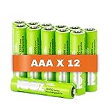 100% PeakPower Akku AAA, 12 Stück AAA Batterien wiederaufladbar, min. 800mAh, NiMH Technologie, ohne Memory-Effekt, 1,2 Volt (1,2V), geringe Selbstentladung, Ready-to-U