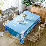 LHSJT Moderne Tischdecke Weiße Buchstaben Tischtuch Tischdecken Leinenoptik Lotuseffekt Wasserabweisend Fleckschutz pflegeleicht schmutzabweisend abwaschbar Tischwäsche Eckig 80 x 140