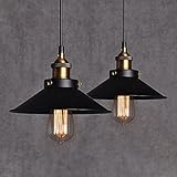 2Pcs Vintage Retro Pendelleuchte Lampenschirm Hängeleuchte Retro Deckenleuchte Lackiertem Edison Loft Eisen Regenschirm Lampenschirm Land Art Lampe für Esszimmer, Wohnzimmer, R