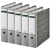 5er Pack Leitz 1080 Qualitäts-Ordner breit, mit patentierter 180º-Präzisionsmechanik (grau)