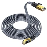 Lan Kabel 10meter,Yurnero Gigabit CAT8 Netzwerkkabel Ethernet Flach Internet Patchkabel RJ45 kabel 40Gbits/2000MHz,Schneller als cat7 / cat6, für/Router/Modems/Sw