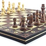 Schachspiel 3 in 1 magnetisch internationale Schach Set Schach Backgammon Checkers Schachspiel Falten Handgefertigte Holz Reise Schach Set Magnetisches faltbares Schachbrett ( Color : 44 x 44cm )