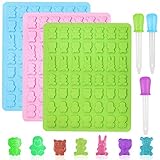YuCool Silikonform mit 49 Mulden, antihaftbeschichtet, Mini-Bär, Pandas, Hase, Affen, Form für Süßigkeiten, Schokolade, Gelee, Eiswürfel, 3 Stück