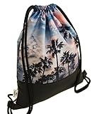 Ferocity Prämie Tasche Turnbeutel Rucksack Sportbeutel Bag Gym-sack schwarz gefärbt Sonnenuntergang Palmen [010]