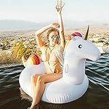 Toctwys Riesige Aufblasbare Transparente Einhorn, Luftmatratzen Wasser Pool Floß Schwimmen Schwebebett Aufblasbarer Spielzeug Schwimmtier für Kinder Erw