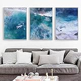LLXXD Abstrakte Malerei Meer dekorative Malerei Blue Ocean Poster HD-Poster Druck Home Schlafzimmer Wohnzimmer Wanddekoration -50x70cmx3 （kein Rahmen）