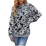 ZYHOOD Strickpullover Damen Strickjacke Hoodie Pullover Kapuzenpullover Gestreift Pulli Sweatshirt Oberteile Pullover Damen V-Ausschnitt Oversized Hoodie Langarm Herbst Winter Lang Kapuzenp