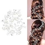 50cm Haarschmuck Hochzeit, Silberhochzeit Kristall Haarband Hochzeit, Strass Haardraht Braut, Brautschmuck Haarreif Hochzeit für Frauen und M