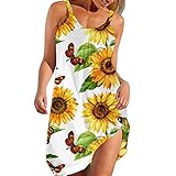 BOOMJIU Kleider Damen Sommer Mode Ärmelloses O-Ausschnitt Sexy Kleid Strandurlaub Midikleid Strandkleid Cocktailkleid Partykleid Freizeitk
