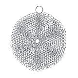 Synra Gusseisen-Schrubber, 17,8 cm Durchmesser, rund, Edelstahl, leicht, flexibel, reinigt Kochgeschirr ohne Kratzer oder Rück