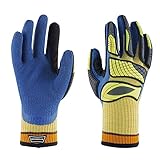 FUFU Fäustlinge Dicke Gummihandschuhe, rutschfeste Stoßfeste Handschuhe, Verschleißfeste Schutzhandschuhe, Stufe 5 Schutz, Sicherer Küchenschneidhandschuhe (Color : Blue)