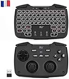 Rii Rk707: Controller, Gamepad 2,4 GHz, kabellos, Tastatur und Maus (Azerty) mit Touchpad, Vibrationsfunktion, Turbo Hintergrundbeleuchtung für PS3, Windows, Android, Linux, SmartTV