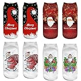RTUQ Women Merry Christmas Socks Printing Casual Fashion Cute Socks 4Pair (Watermelon Red,Red,Hot Pink,Green)
