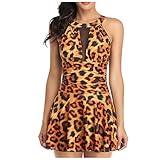 BOLANQ Damen Sommerkleid Einteiliger Mesh Rock Print mit Brustpolstern ohne Stahl-BH-Badeanzug Größe Kleid Für Herbst Kleid Für Trendige Strickjack