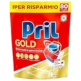 Pril Pril Tabs Gold 12 Wirkungen, Spülmaschinenreiniger, reinigt auch hartnäckige Rückstände, Packung mit 80 Tabs – 1520 g