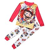 Heißer Cartoon Super Mario Baby Kinder Mädchen Jungen Freizeit Kleidung Sets Nachtwäsche Nachtwäsche Pyjamas Baby Jungen Kleidung Set Baby Jungen Kleidung Set 1-7Y (Mehrfarbig, 5-6 Jahre)