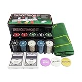 N/A Poker-Spielset - Enthält Spielkartenmatte & 2 Kartendecks, Chiphalter und Aufbewahrungsbox aus Metall - Casino/Spielabendgeschenk für Erw