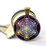 bab Metatron Cube Halskette Heilige Geometrie Kunst Blume des Lebens Kosmische Energie Center Zeichen Anhänger Schlüsselanhänger individuelles Geschenk