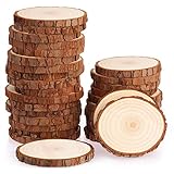 Fuyit Holzscheiben 30 Stücke Holz Log Scheiben 7-8cm Unvollendete Holzkreise Ungebohrte Holzkreise ohne Loch für DIY Handwerk Holz-Scheiben Hochzeit Mittelstücke Weihnachten Dekoration Baumscheib