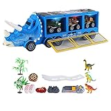 Dinosaurier Truck Spielzeug Set, Dinosaurier Spielzeug, Dinosaurier Modell Lagerungsträger Transporter mit Musik Licht Spielzeug Geschenke für Kinder 16 stücke B
