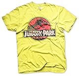 Jurassic Park Offizielles Lizenzprodukt Distressed Logo Herren T-Shirt (Gelb), XX-Larg