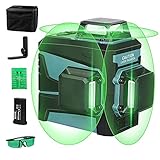 Kreuzlinienlaser, WESCO 3X 360° Kreuzlinienlaser Grün, 3D 12 Linien selbstnivellierendes Linienlaser, Laser Level mit manueller und automatischer Modus, inkl. Lithiumbatterie und Magnethalterung