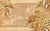 Fototapete, Fototapeten, Wandtapete, Goldene Pfingstrose Vlies Wand Tapete Moderne Wanddeko Wohnzimmer Design Tapete Schlafzimmer Wandbilder Büro Flur Wand Dekoration 400x280 cm - 8 S