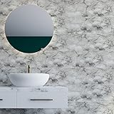 Fliesenaufkleber Weisser Marmor Mosaikfliesen Selbstklebend Tapete Folie für Backsplash Fliesen Küchenrückwand Hart Badezimmer Bad Küche Deko Fliesenfolie1P,30cm x 60