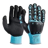 Hazet Mechaniker-Handschuhe (TPR-Protektoren an Fingern und Handrücken, Größe L) 1987-6, Schwarz-Blau, L (2er Pack)