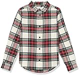 Amazon Essentials Flanellhemd für Jungen Hemd, Rotes Schottenkaro, 6-7 J