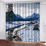 TTBBBB Blickdicht Vorhang Für Wohnzimmer Flüsse Berge B 234 x H 183 cm Junge ​mit Mädchen Schlafzimmer Wohnzimmer Kinderzimmer - 3D Digitaldruck mit Ösen Thermo Vorhang