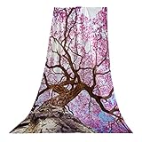 Bed Throw Blanket Beautiful Pink Rapacho Trees Throw Blankets for Women Seasons for Couch Bed Sofa Chair 76.8x60 I