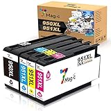 7Magic 950XL 951XL Kompatible für HP 950XL 951XL mit Neuestem Chip Tintenpatronen Kompatibel für HP Officejet Pro 8610 8620 8600 8615 8100 8625 8660 276dw Drucker(1Schwarz 1Blau 1Magenta 1Gelb)