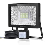 MEIKEE 60W Außenstrahler mit Bewegungsmelder Scheinwerfer Fluter LED Strahler IP66 wasserdicht 60W 6000LM 6500K Tageslichtweiß ideal Außenbeleuchtung für Garten Garage Sportp