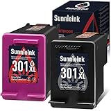 Sunnieink Remanufactured für HP 301XL 301 XL Druckerpatronen für HP Officejet 5220 5230 3830 3831 3832 3835 4650 5252 Deskjet 1110 2130 2132 3630 3636 Envy 4520 4524 4525 (2 Schwarz)