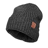 OZERO Winter Beanie Mütze,Thermo Strickmütze Laufmützen Wintermütze für Herren und Damen, Grau(Dicker Faden), 2