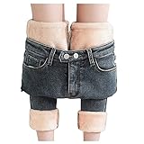 LFYYDS Damen Winter Hosen Super Dicke Plus Samt Leggings Warme Verdickte Freizeithose mit Lammwolle GefüTtert Lässige High Waist Stretch Skinny Hosen Herbst Winter Damen Thermoleggings Sw