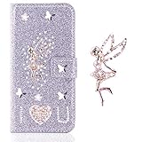 Flip Wallet Stand Funktion für Samsung S7,Bookstyle Leder Musterg Diamond Sparkle Slim Bling Glitter Glitzer Karteneinschub Magnet Hülle Schutzhü