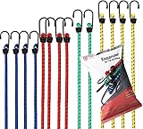 12x Expander Set Gepäckspanner zur Befestigung mit Spanngurte Spanngummi bei Transport, Camping, Ladungssicherung Gummiexpander mit Hak